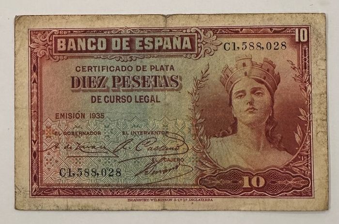 Spain 10 Pesetas 1935 Banknote
