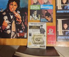 Music Memorabilia Lot. 3 X Elvis Magazines I X Beatles Magazine.  2 X Shaking Stevens Magazines.  Recruitment  Poster For Michael Colins. All In Good Condition.  See Photos For Same.