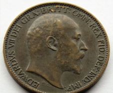 1906 farthing bronze Edwardian era coin