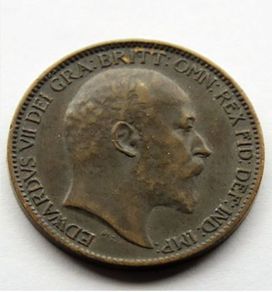 1906 farthing bronze Edwardian era coin