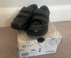 Clarks Boys Black Leather School Shoes Size UK 11.5 F EUR 29.5