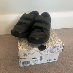 Clarks Boys Black Leather School Shoes Size UK 11.5 F EUR 29.5