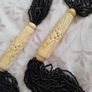 NECKLACE - Vintage - Carved - Black Glass Beads Image 2