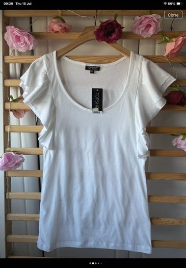 top Bnwt topshop 100% cotton frilled detail top/ tshirt