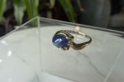 Star Sapphire and Diamond Ring, Strong Centred Star, 14K White Gold
