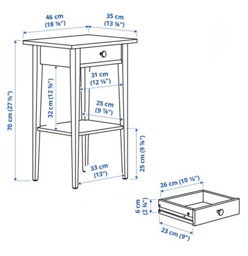 2 x Hemnes bedside table / lockers white