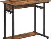 Computer Desk with Wheels with Monitor Attachment 6 Hooks 80 x 50 x 90 cm Industrial Design Vintage Brown/Black