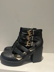 Black cut-out platform heel