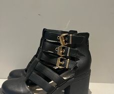 Black cut-out platform heel