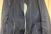 Brand new sweaty betty navy waterproof coat jacket cycle helmet compatible hood