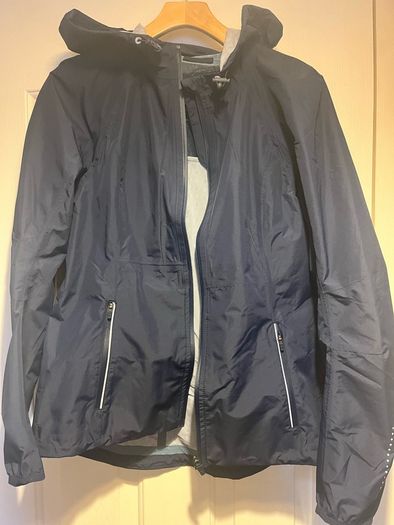 Brand new sweaty betty navy waterproof coat jacket cycle helmet compatible hood
