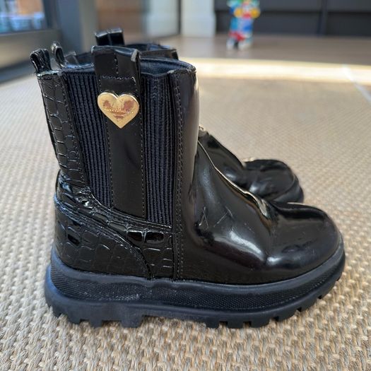 Patent black River Island boots