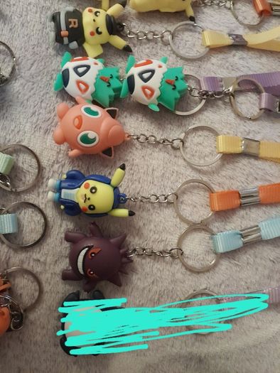 Pokemon figures, keychains, erasers