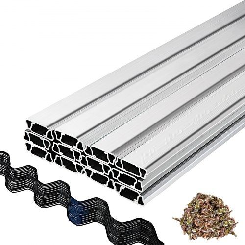 Spring Wire and Lock Channel, 6.56ft Spring Lock & U-Channel Bundle for Greenhouse, 40 Packs PE Coated Spring Wire & Aluminum