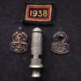 World War II : A.R.P.  " Air Raid Precautions "  Whistle and Silver Badges Image 2