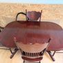 HIGH END VINTAGE Solid Oak Pressed Back Rustic Country Style Dining Side Chairs and Table. Image 2