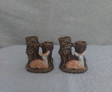 vintage SylvaC fawn and tree trunk bud vases