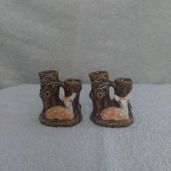 vintage SylvaC fawn and tree trunk bud vases