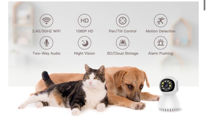 Home Security Indoor WiFi Camera 360 Degree Panoramic Camera, 5G Dual Band WiFi Camera, HD 1080P Home Camera, Security Cameras Monitor for Baby/Elder/Pet/Nanny
