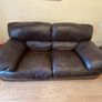Leather sofa x 2 & footstool Image 2