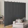 8-Panel 6 ft Tall Indoor Folding Room Divider, Portable Privacy Screen, Freestanding Partition Separator, Temporary Wall Separation for Bedroom, Office, 160" W X 71" H, Dark Grey Image 2