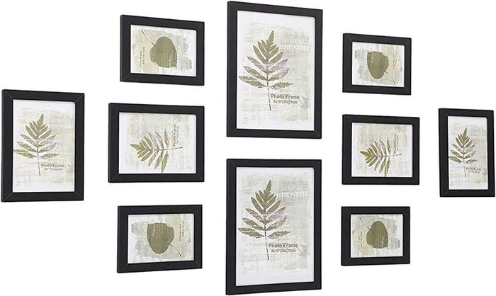 Picture Frames Set of 10 Photo Frames - Two 8" x 10" (20 x 25 cm), Four 5" x 7" (13 x 18 cm), Four 4" x 6" (10 x 15 cm), Black (FREE POSTAGE)