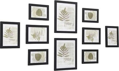 Picture Frames Set of 10 Photo Frames - Two 8" x 10" (20 x 25 cm), Four 5" x 7" (13 x 18 cm), Four 4" x 6" (10 x 15 cm), Black (FREE POSTAGE)