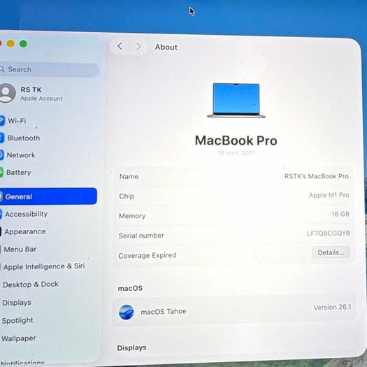 Apple MacBook Pro 16" (2021) M1 Pro / 16GB / 512GB 88%BH