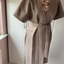 coat oasis size medium tie belted oatmeal beige coat Image 2