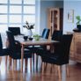 6 Brown Leather Dining Chairs & Oak Table Image 2