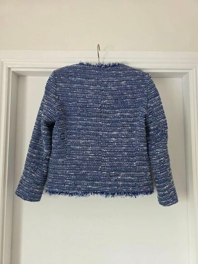 Sandro blue tweed fringe jacket, size 38, Paris brand.