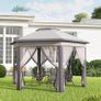 Hexagon Garden Gazebo - Pop Up Outdoor Patio Double Roof Instant Shelter with Netting, 3 x 4m, Beige Image 7