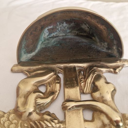 Antique  Brass Angel Holy Water Font Religious Wall Art