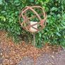 Corten steel garden sphere on a stem Image 6