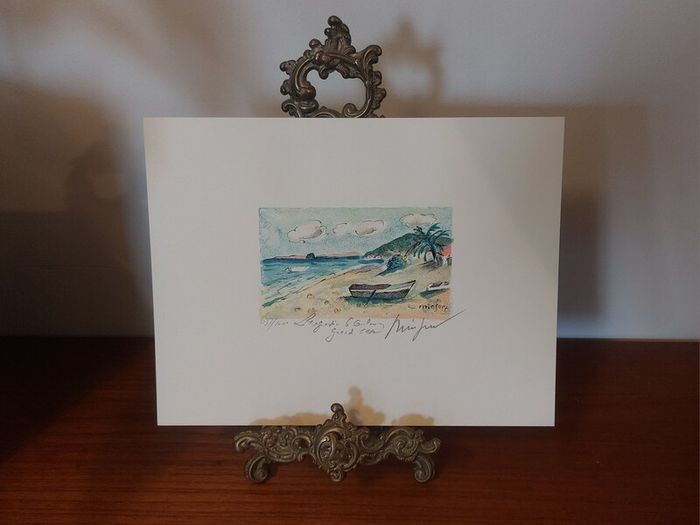 Fantastic Limited-Edition Hand-Signed Lithograph Print of a Caribbean Scene at Grand Case, Saint Martin by the Renowned French Artist Alexandre Minguet (1937-1996), #657/1000