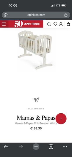 Mamas & Papas Breeze Cot - Newborn to 6 months