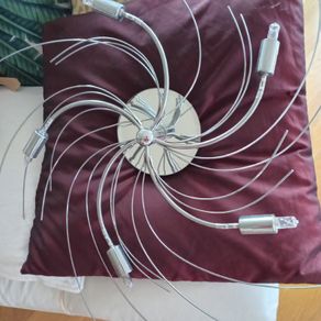 Vintage Pop Art Chrome Swirl Flush Ceiling Light