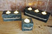 Handmade Reclaimed Wood Tealight Holders, Hard Wax Oil Set (+ 6 LED Lights)