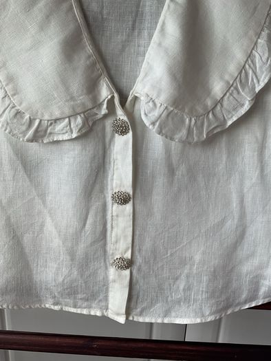 top Zara size large statement collar top 100% linen