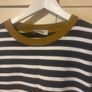 COS Navy and Cream Stripe Long Sleeve Top with Green/brown Trim - Size L Image 3