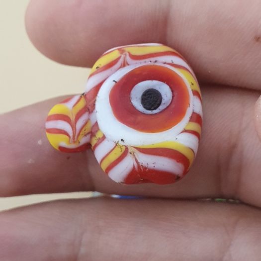 Vintage Venetian Style Feather Desgin Eyes Glass Bead Pendant