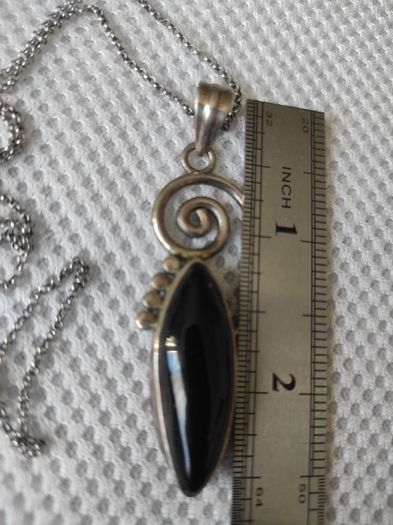 Vintage black onyx sterling silver necklace