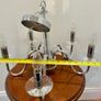 Modern 5 Arm Chrome and Glass Chandelier Image 7