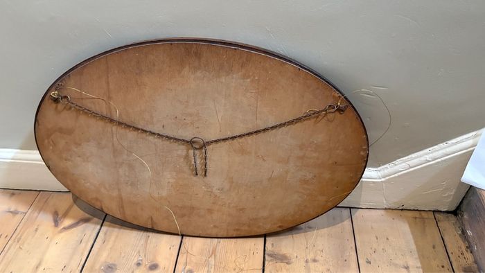 Vintage Oak Oval Mirror