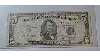 USA 1953 A Silver Payable 5 Dollar banknote
