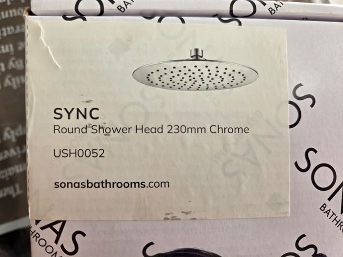 NEW SONAS Sync Round 230mm Shower Head Chrome