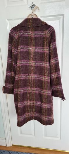 Purple and Green Wool Mix Coat from Autograph M&S size 12