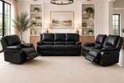 New 3+2 Or 3+1+1 Leather Recliner In Grey And Black