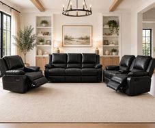 New 3+2 Or 3+1+1 Leather Recliner In Grey And Black