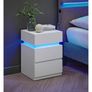 Bedside table with LED lighting Bedside Table with LED Lighting, Side Table, Bedside Cabinet, Sofa Table, Adjustable Colours, 3 Drawers, Bedroom, Modern, 35 x 40 x 55 cm, White Image 2